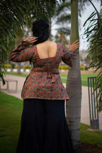 Buttercup (Sugar) - Rust Green Ajrakh Kurti with Corset back