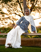 Bubbles (Sugar) - Blue Floral Cotton Kurti with Flared Sleeves