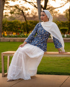 Bubbles (Sugar) - Blue Floral Cotton Kurti with Flared Sleeves