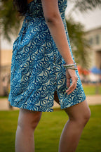 Chemical X (Spice) - Indigo Floral Halter Neck Corset Back Kress Kurti (Convertible Kurti–Dress)