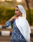 Bubbles (Sugar) - Blue Floral Cotton Kurti with Flared Sleeves