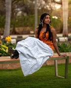 Golden Tulip (Sugar) - Mustard Floral Tie-Up Strap Asymmetrical   Top with Tulips