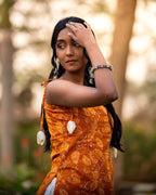 Golden Tulip (Sugar) - Mustard Floral Tie-Up Strap Asymmetrical   Top with Tulips