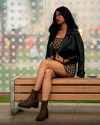 Midnight Mayhem (Spice) - Black Floral Top with Mini Wrap Skirt Co-ord Set