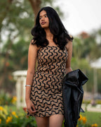 Midnight Mayhem (Spice) - Black Floral Top with Mini Wrap Skirt Co-ord Set