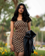 Midnight Mayhem (Spice) - Black Floral Top with Mini Wrap Skirt Co-ord Set