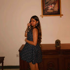 Qala - Blue Floral Sleeveless Dress with Corset Back