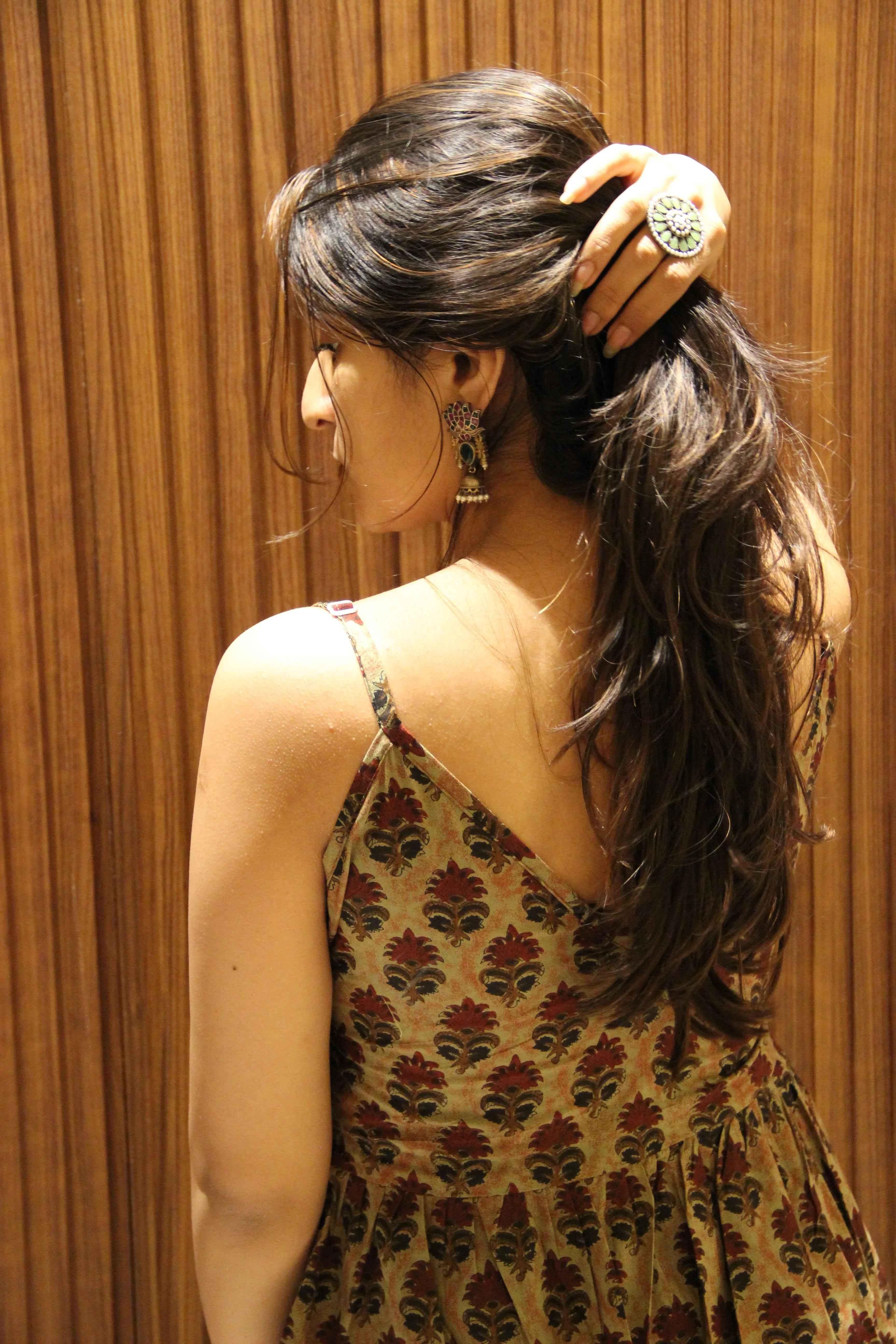 Jiya - Nude Colour Floral Peplum Top